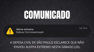 DEFESA CIVIL DE SÃO PAULO ESCLARECE ENVIO DE ALERTA